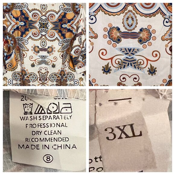 VGT-Inspired Multicolor Paisley Short-Sleeve Blouse With Lace-Up Neckline 3XL - Picture 10 of 16